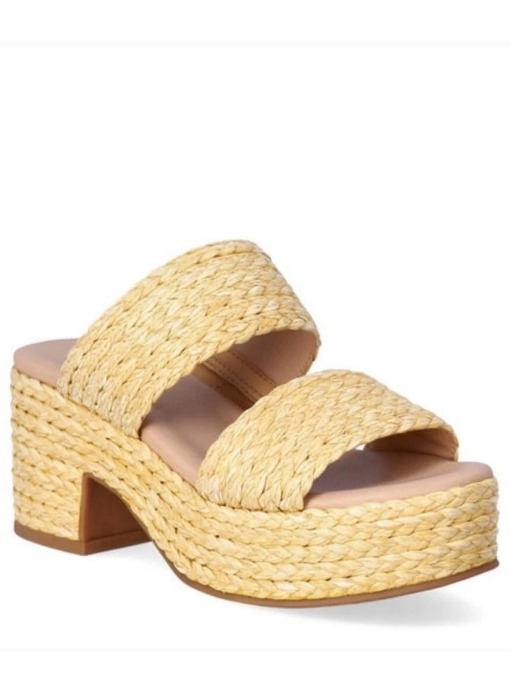 No Boundaries Woman's Raffia Double Band Slip On Summer Platform Sandal Size 10
